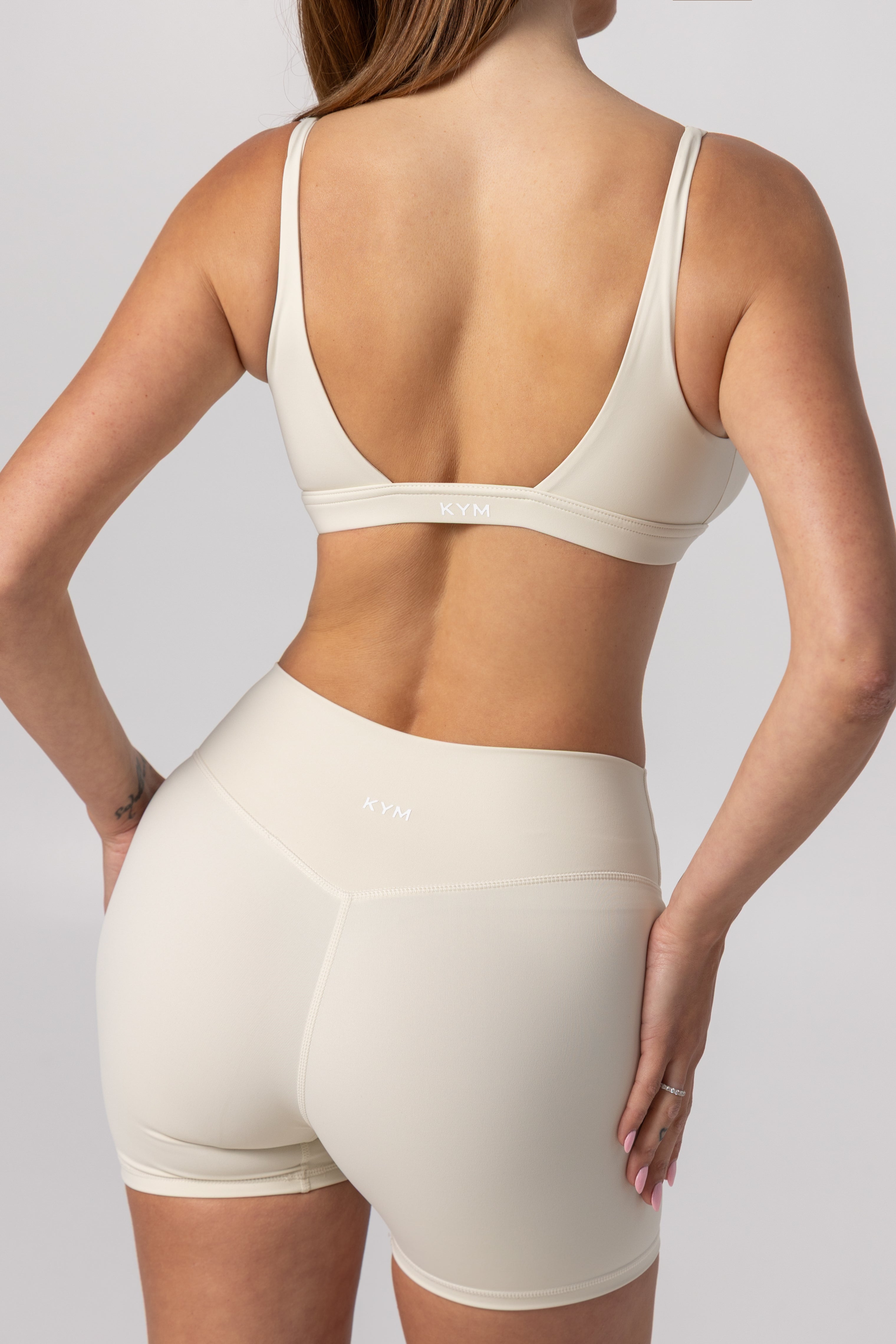 Ribbed High Waist Shorts Cream
