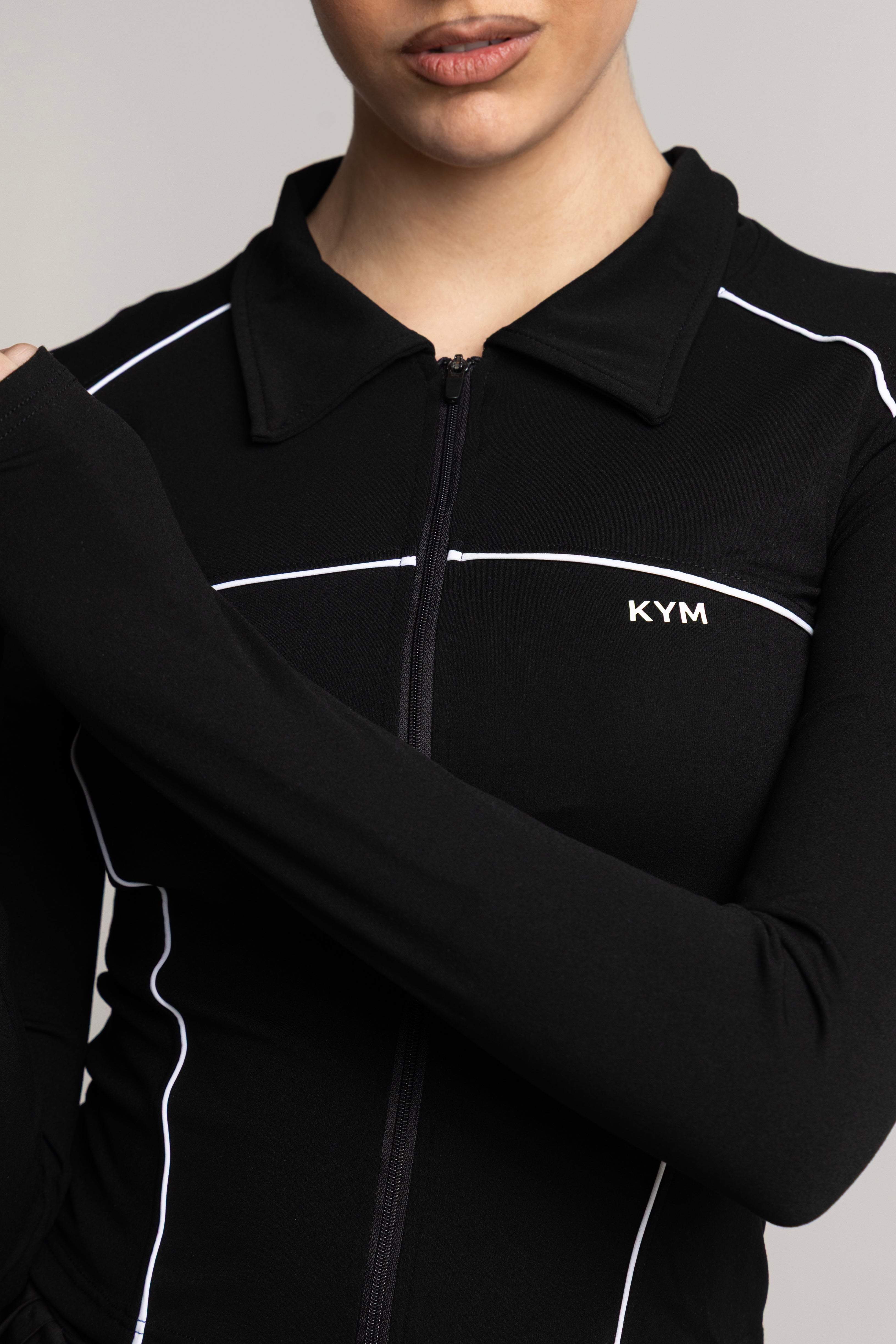 Μαύρη Αθλητική Ζακέτα με Φερμουάρ - SPB6538