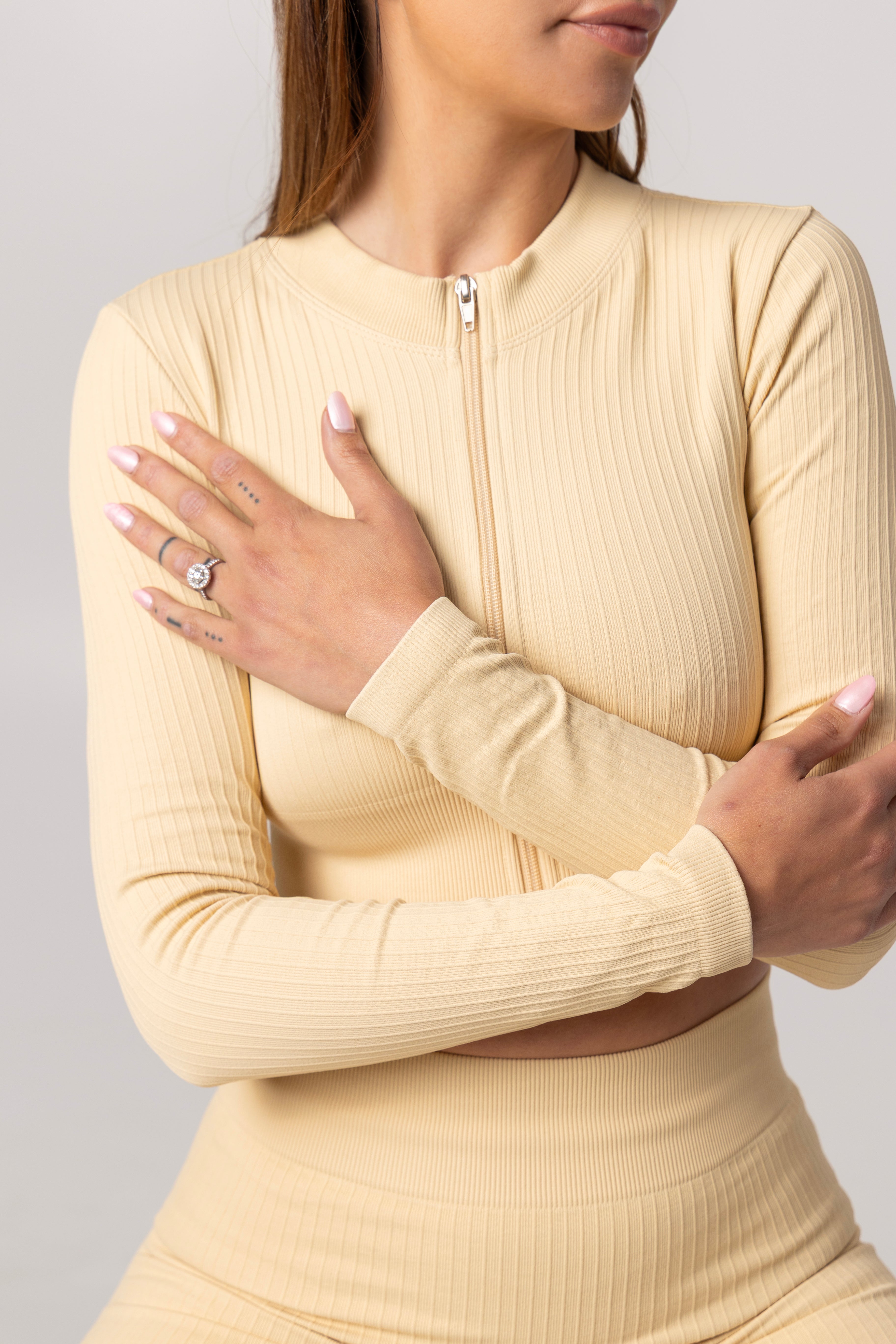 Ribbed Long Sleeve Zip Top - SPYB421
