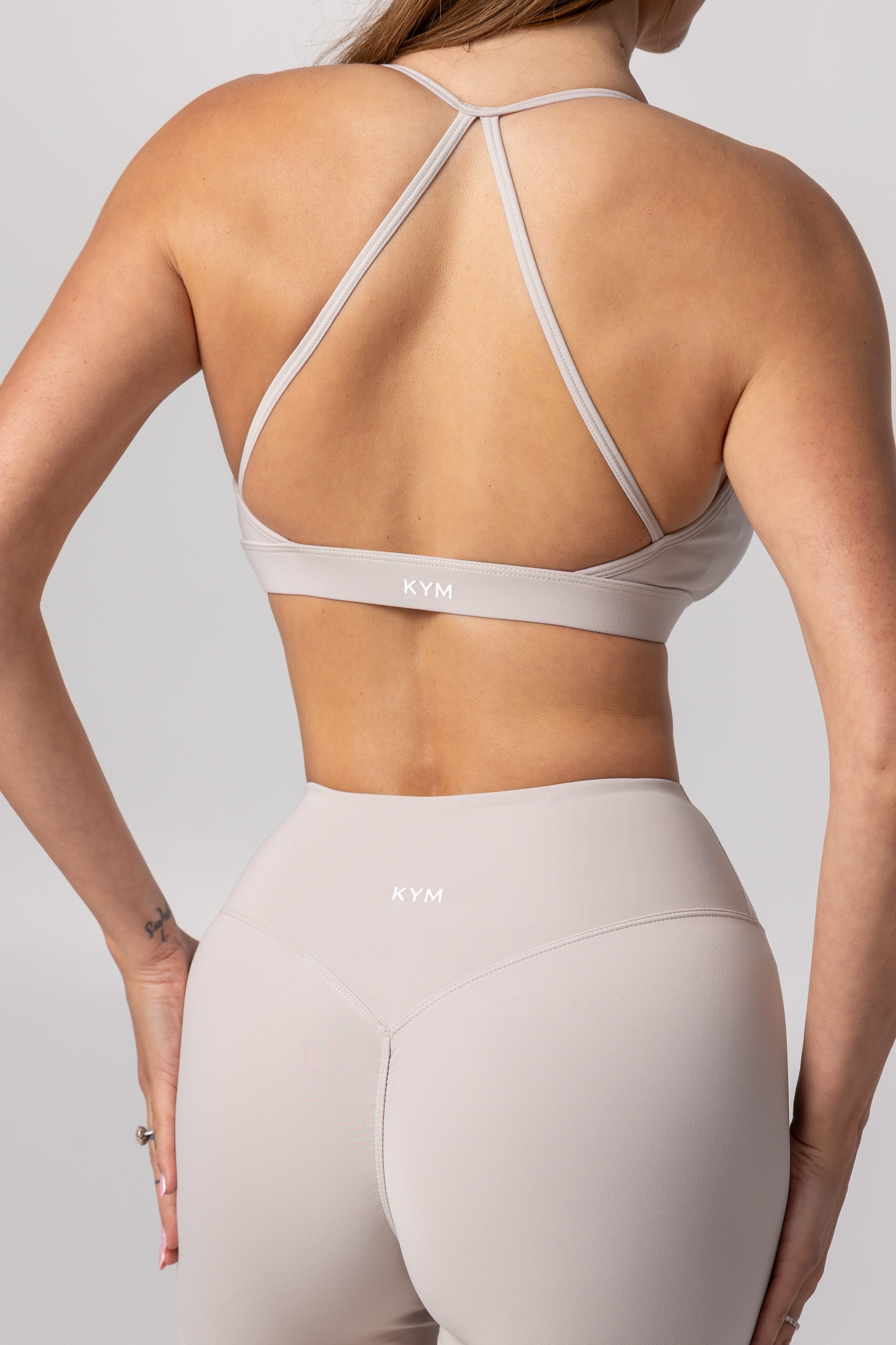 V Neck Bralette Top Beige